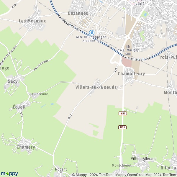La carte pour la ville de Villers-aux-Noeuds 51500