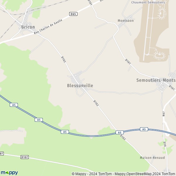 La carte pour la ville de Blessonville 52120