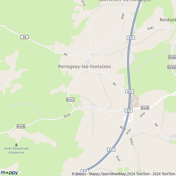 La carte pour la ville de Perrogney-les-Fontaines 52160