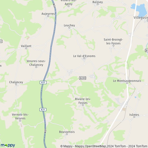 La carte pour la ville de Le Val-d'Esnoms 52190