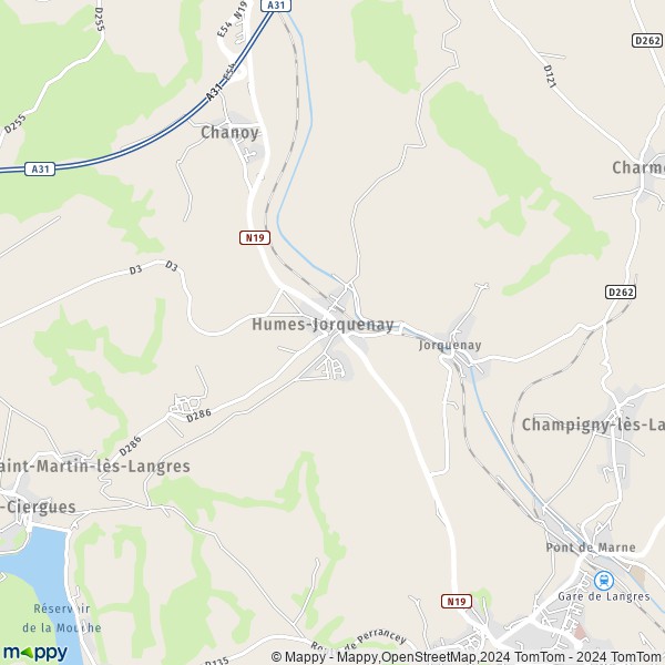 La carte pour la ville de Humes-Jorquenay 52200