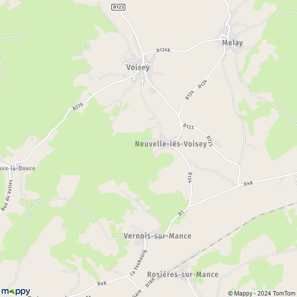 La carte pour la ville de Neuvelle-lès-Voisey 52400
