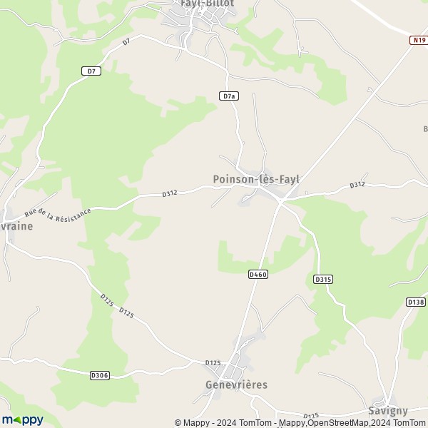 La carte pour la ville de Poinson-lès-Fayl 52500