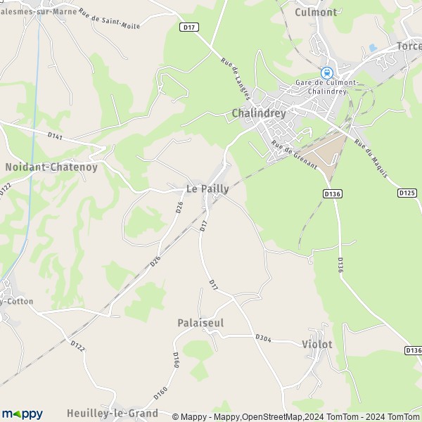 La carte pour la ville de Le Pailly 52600