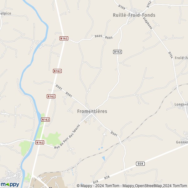 La carte pour la ville de Fromentières 53200