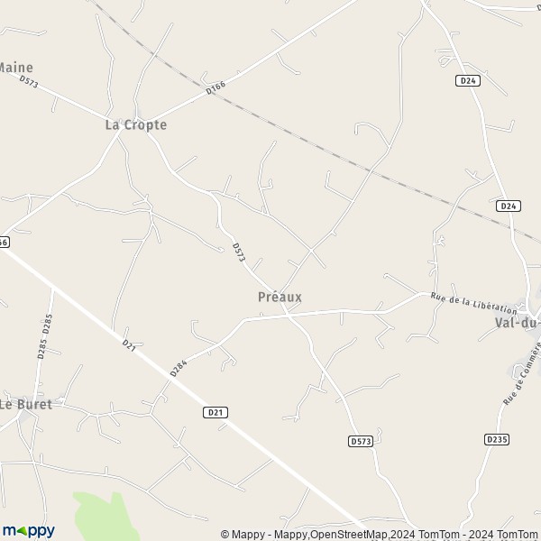 La carte pour la ville de Préaux 53340