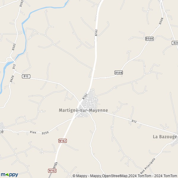 La carte pour la ville de Martigné-sur-Mayenne 53470