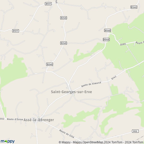 La carte pour la ville de Saint-Georges-sur-Erve 53600