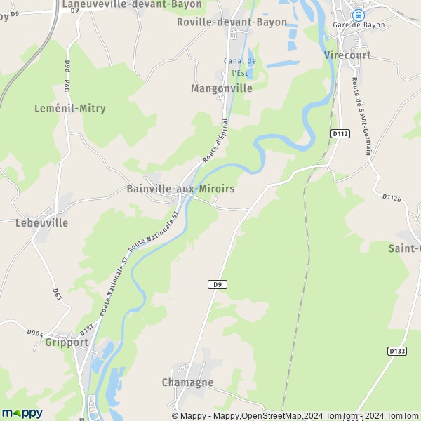 La carte pour la ville de Bainville-aux-Miroirs 54290
