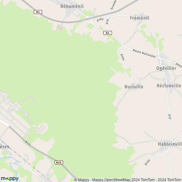 La carte pour la ville de Buriville 54450