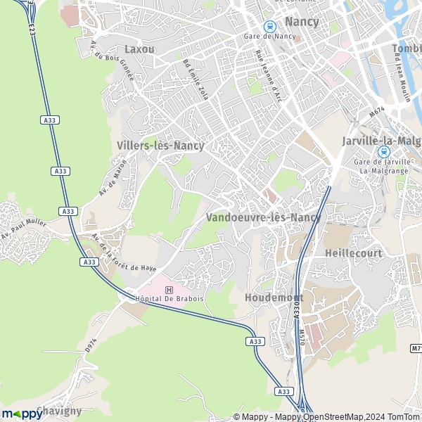 La carte pour la ville de Vandoeuvre-lès-Nancy 54500