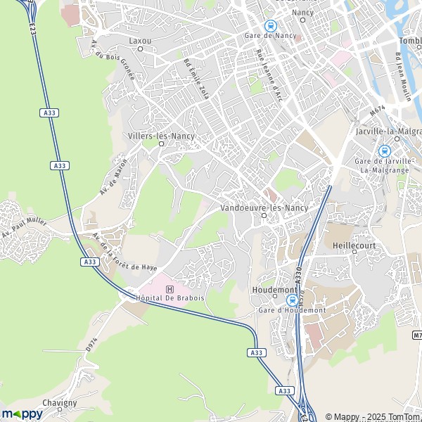 La carte pour la ville de Vandoeuvre-lès-Nancy 54500