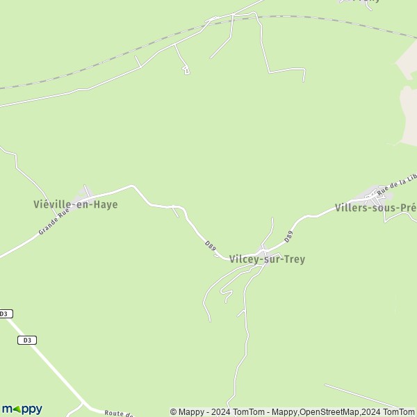 La carte pour la ville de Vilcey-sur-Trey 54700