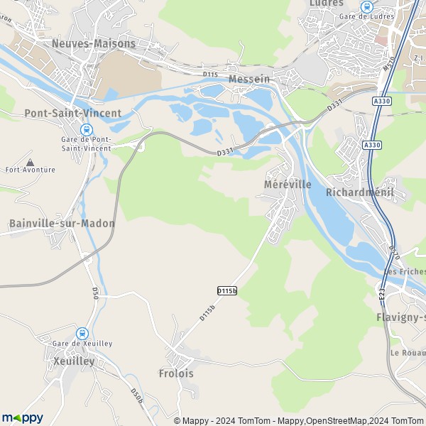 La carte pour la ville de Méréville 54850