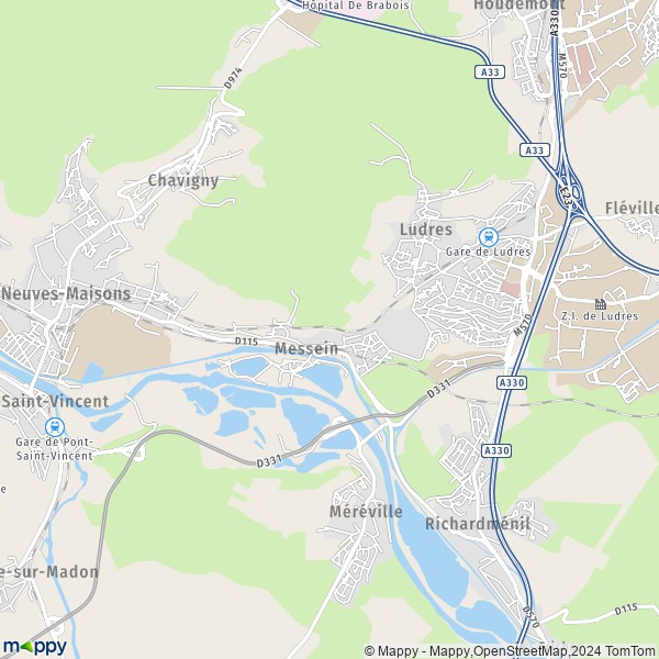 La carte pour la ville de Messein 54850