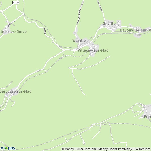 La carte pour la ville de Villecey-sur-Mad 54890