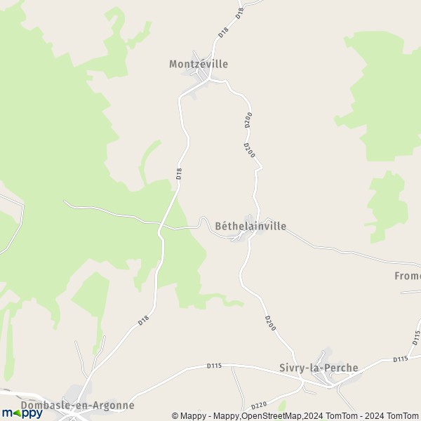 La carte pour la ville de Béthelainville 55100