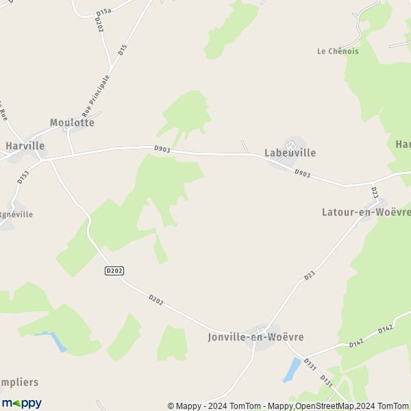 La carte pour la ville de Labeuville 55160