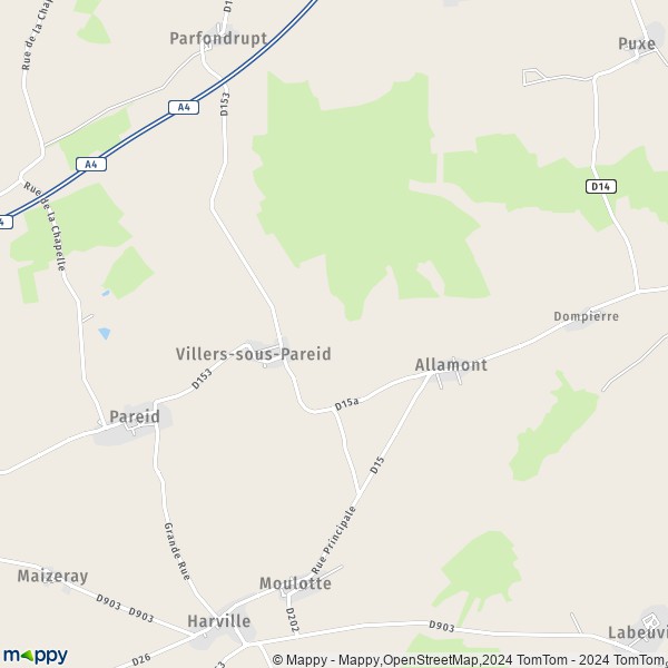 La carte pour la ville de Villers-sous-Pareid 55160