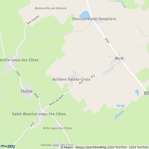 La carte pour la ville de Avillers-Sainte-Croix 55210