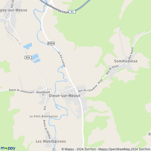 La carte pour la ville de Dieue-sur-Meuse 55320