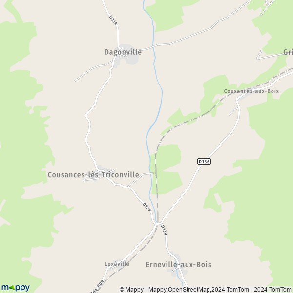 La carte pour la ville de Cousances-lès-Triconville 55500