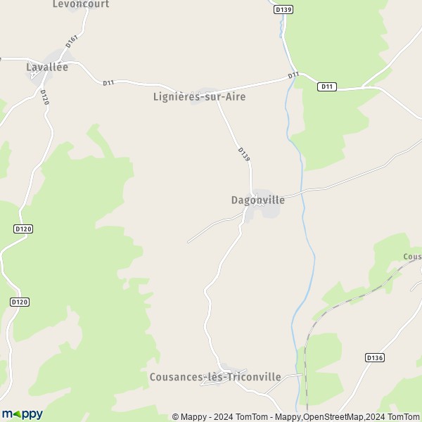 La carte pour la ville de Dagonville 55500
