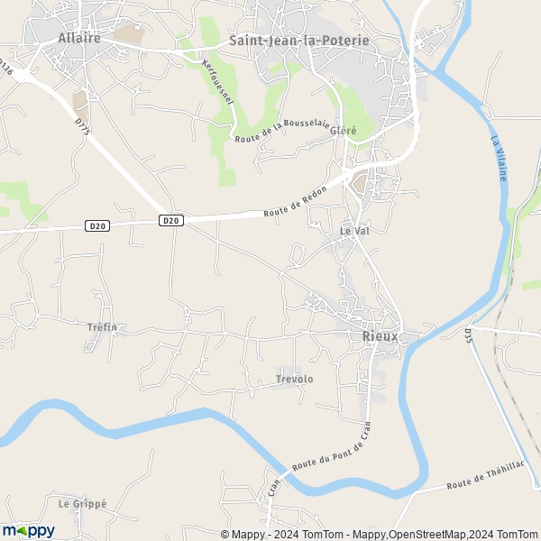 La carte pour la ville de Rieux 56350