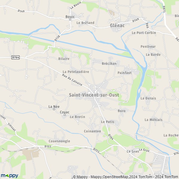 La carte pour la ville de Saint-Vincent-sur-Oust 56350