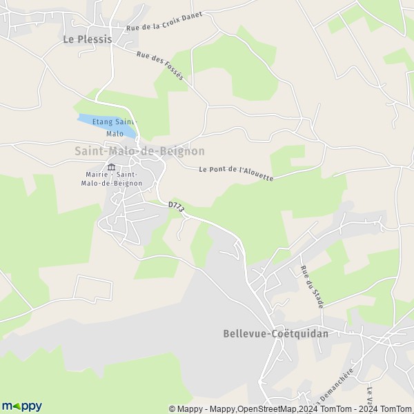 La carte pour la ville de Saint-Malo-de-Beignon 56380