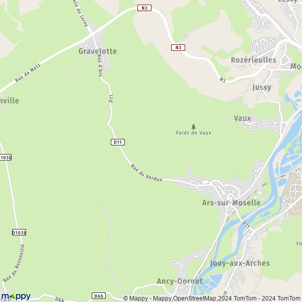 La carte pour la ville de Ars-sur-Moselle 57130