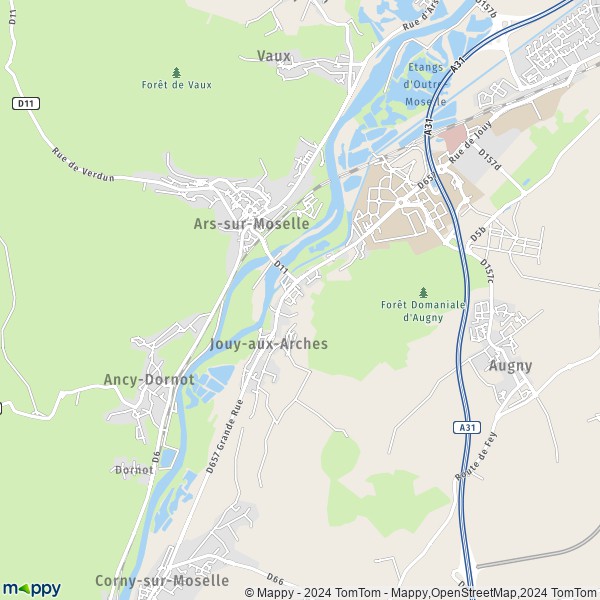 La carte pour la ville de Jouy-aux-Arches 57130