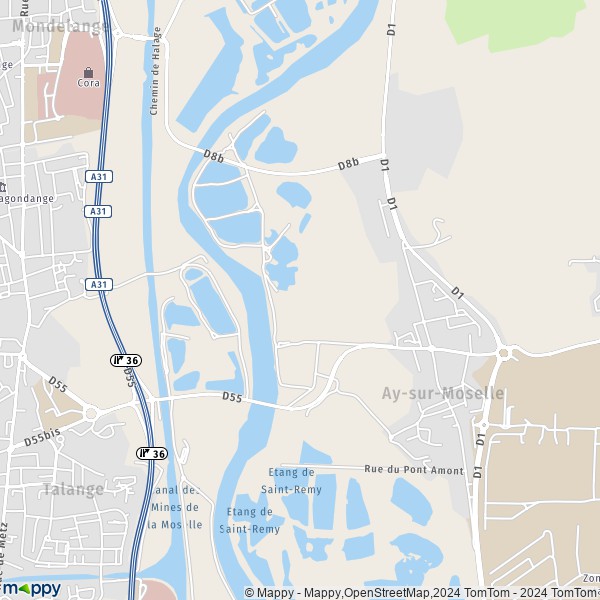 La carte pour la ville de Ay-sur-Moselle 57300