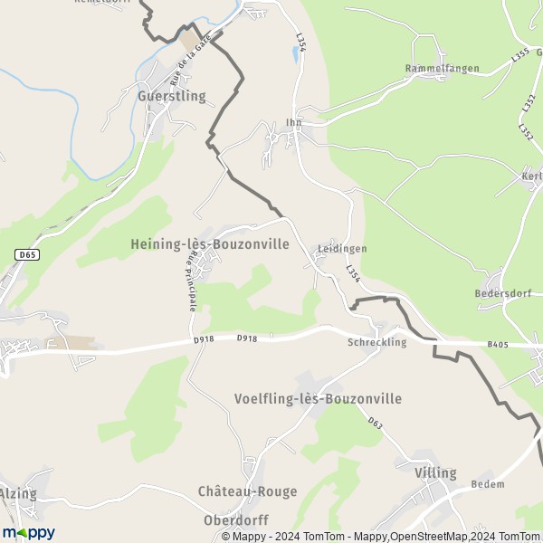 La carte pour la ville de Heining-lès-Bouzonville 57320