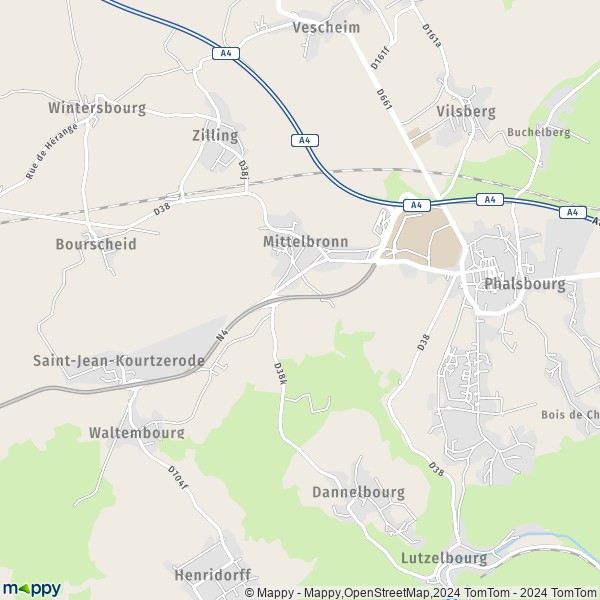 La carte pour la ville de Mittelbronn 57370