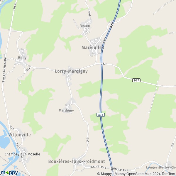 La carte pour la ville de Lorry-Mardigny 57420