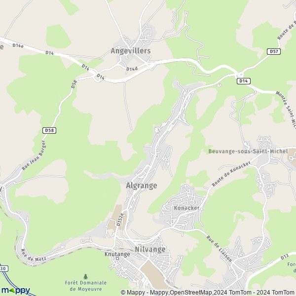 La carte pour la ville de Algrange 57440