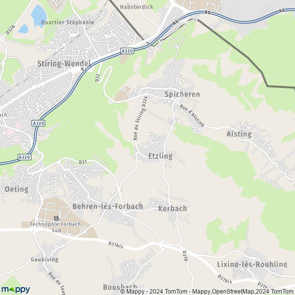 La carte pour la ville de Etzling 57460