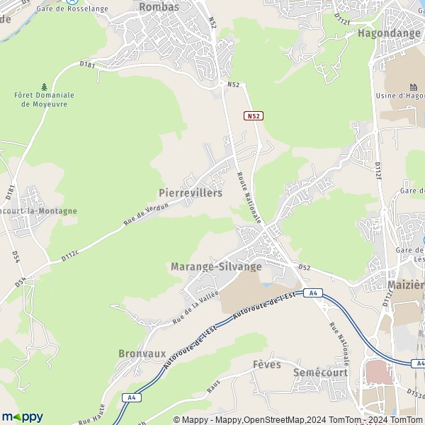 La carte pour la ville de Marange-Silvange 57535