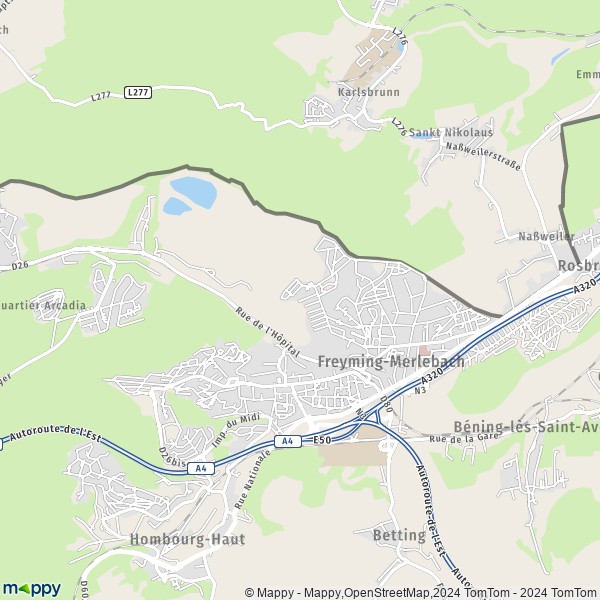 La carte pour la ville de Freyming-Merlebach 57800