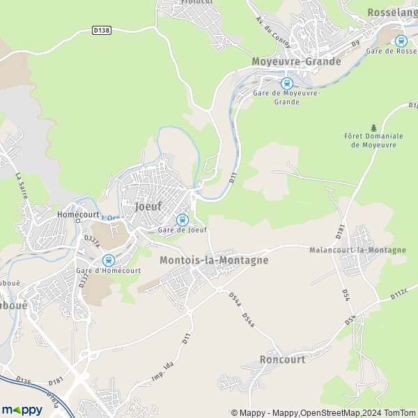 La carte pour la ville de Montois-la-Montagne 57860