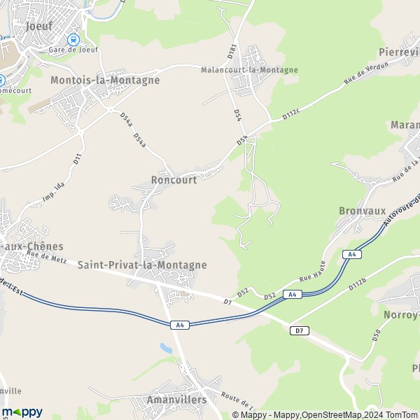 La carte pour la ville de Roncourt 57860