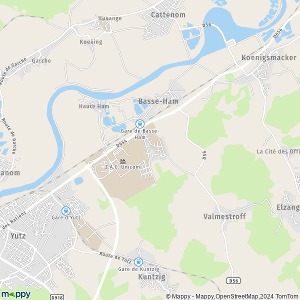 La carte pour la ville de Basse-Ham 57970