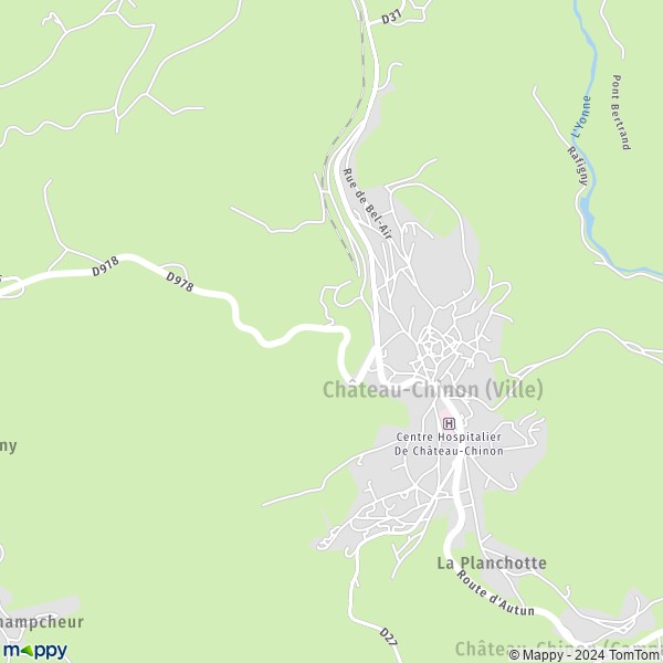 La carte pour la ville de Château-Chinon (Ville) 58120