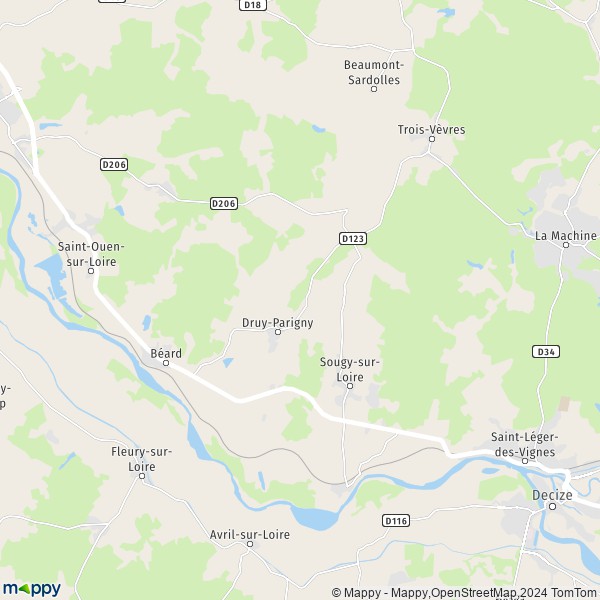 La carte pour la ville de Druy-Parigny 58160
