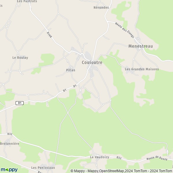 La carte pour la ville de Couloutre 58220