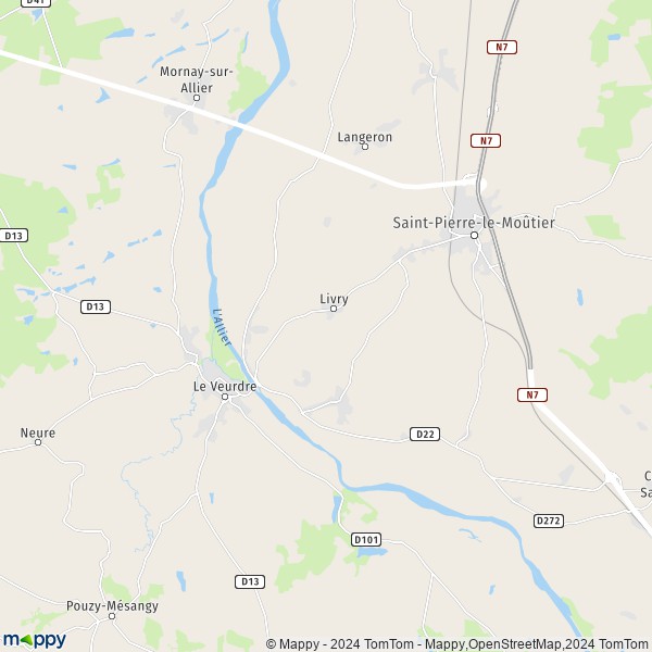La carte pour la ville de Livry 58240