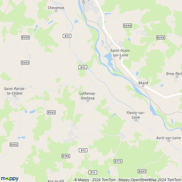 La carte pour la ville de Luthenay-Uxeloup 58240