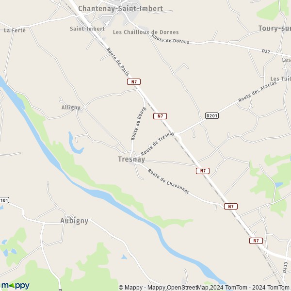 La carte pour la ville de Tresnay 58240