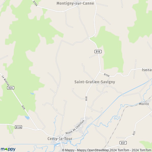 La carte pour la ville de Saint-Gratien-Savigny 58340